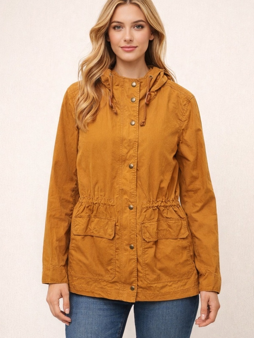 Madewell Camel Brown Utility Hooded Anorak Jacket, Size Small